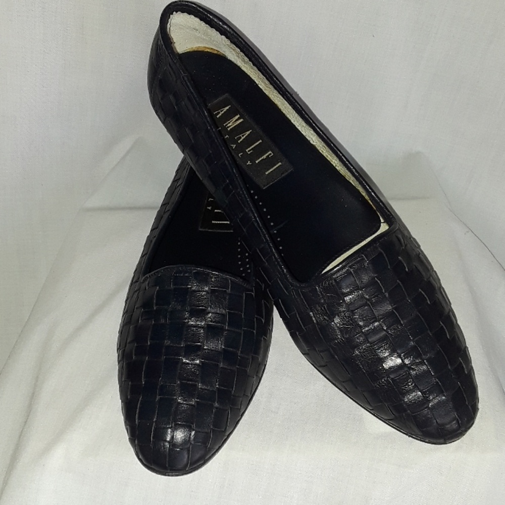 Women's AMALFI Italy Black woven leather flats